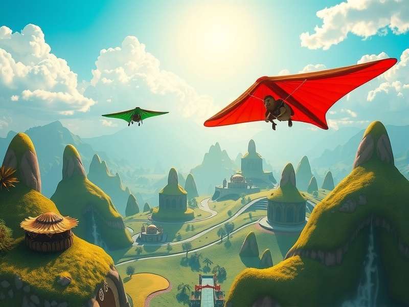 Paradise Glider gameplay showing character gliding through Indian landscape